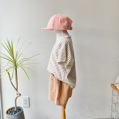 【hamomisi】Roll collar border T-shirt(110.120)