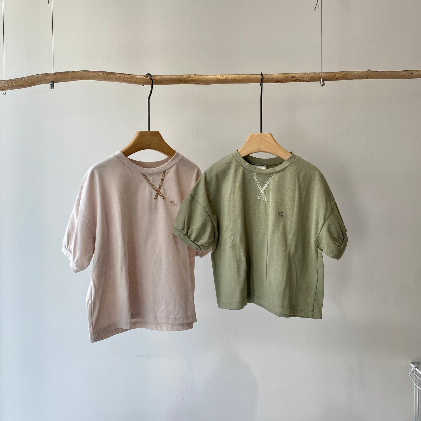 【hamomisi】Rib sleeve T-shirt(80~120)