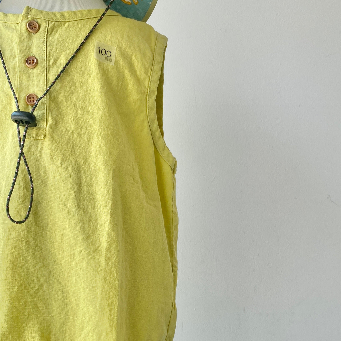【hamomisi】Linen front button tank(100~150)