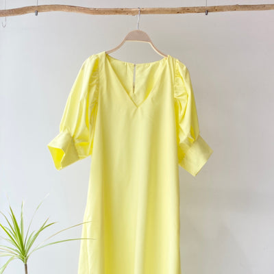 【ハモミシノオトナフク】V-neck puff sleeve OP