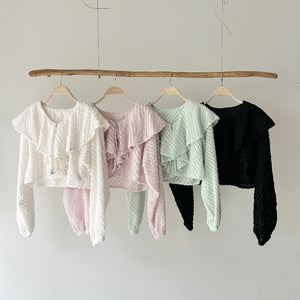 【ハモミシノオトナフク】Mini fringe cropped blouse