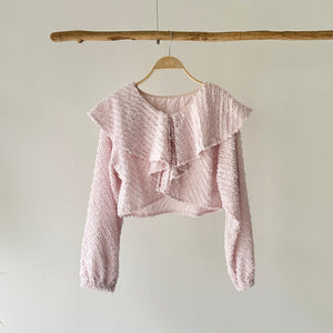【ハモミシノオトナフク】Mini fringe cropped blouse