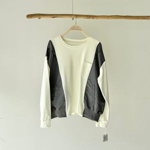 【ハモミシノオトナフク】Mixed-material pullover