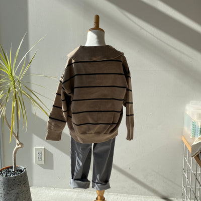 【hamomisi】Stripe knit (90~130)