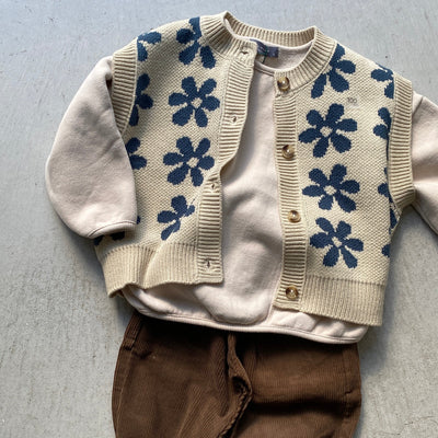 【hamomisi】Retro flower knit (90~130)