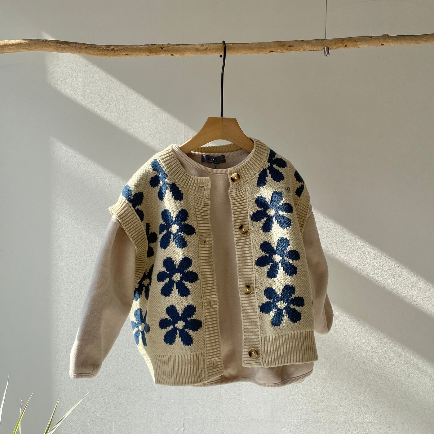 【hamomisi】Retro flower knit (90~130)
