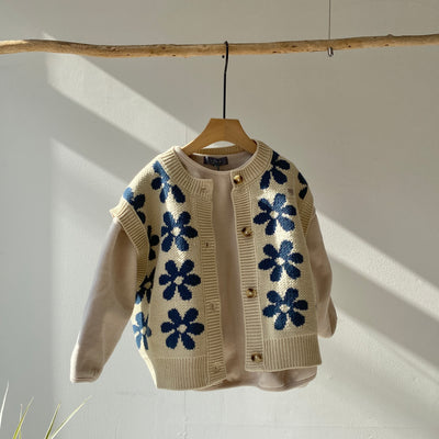 【hamomisi】Retro flower knit (90~130)