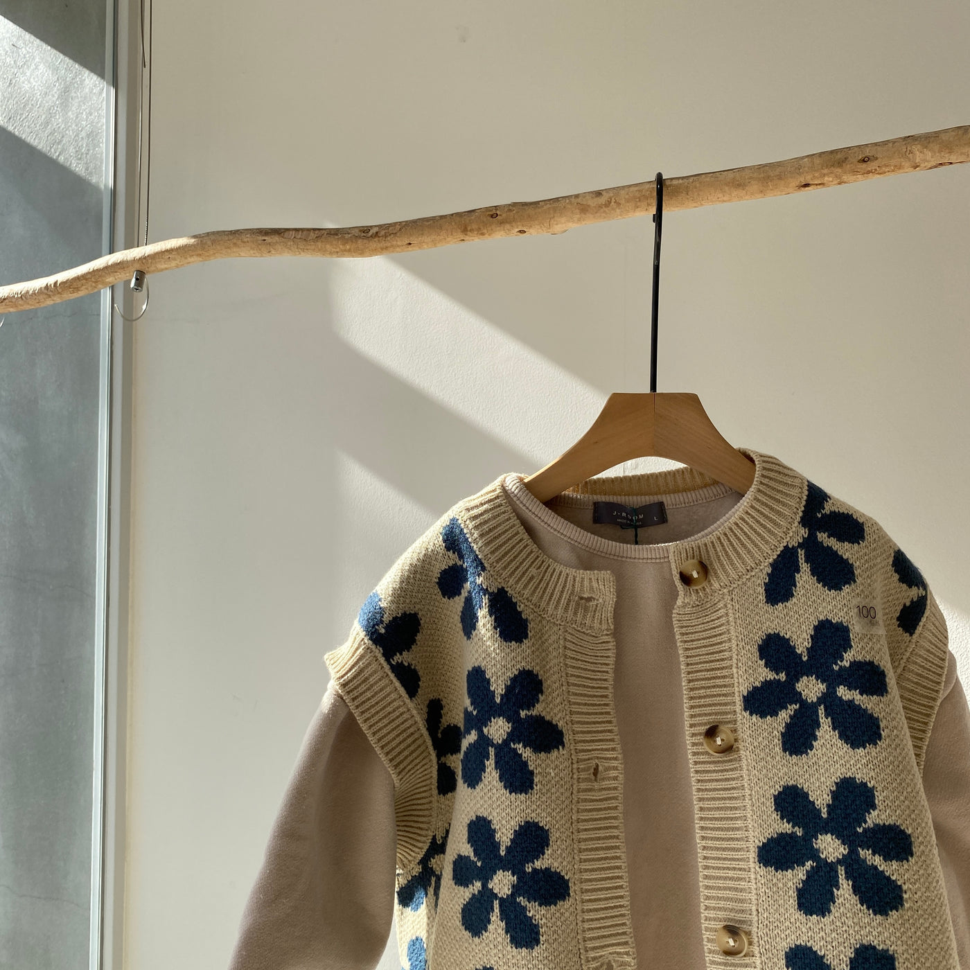 【hamomisi】Retro flower knit (90~130)