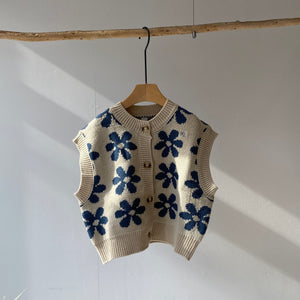 【hamomisi】Retro flower knit (90~130)