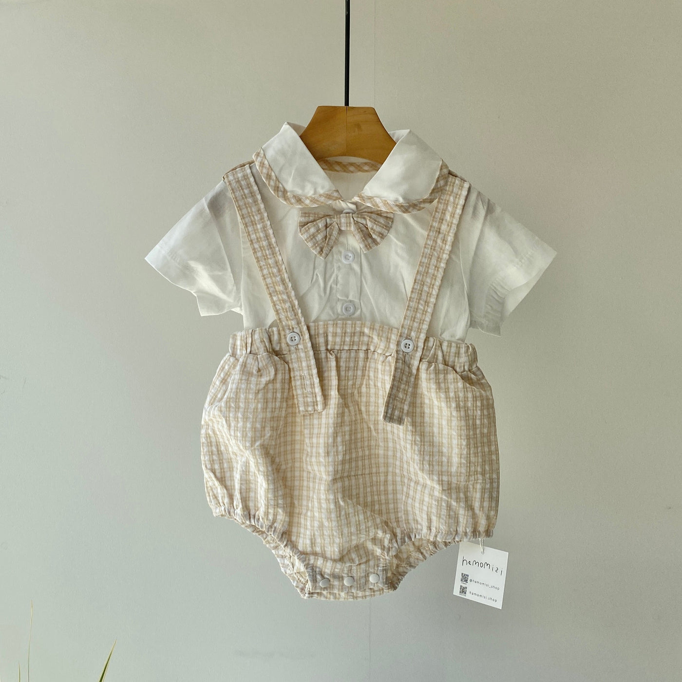 【hamomisi】Rompers with bow tie(73~90cm)
