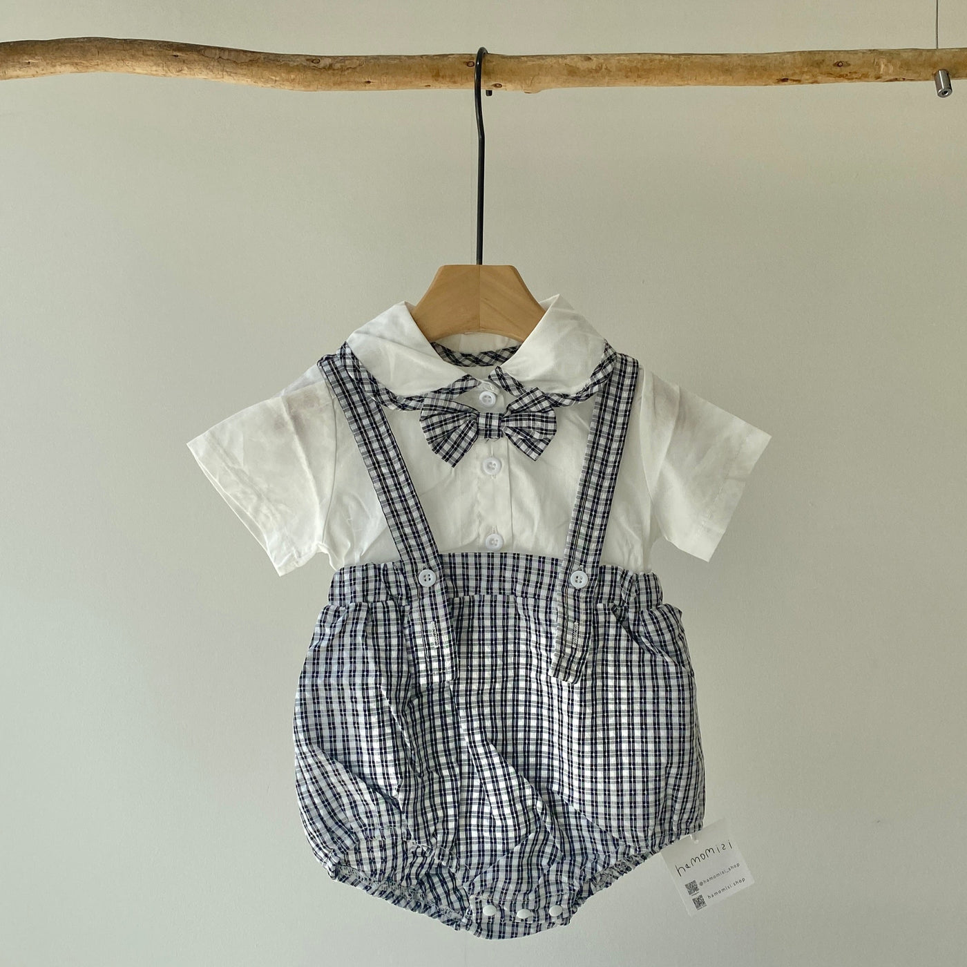 【hamomisi】Rompers with bow tie(73~90cm)