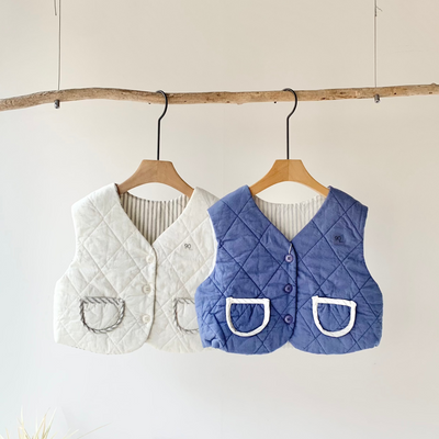 【hamomisi】Double sided quited vest(90~110)