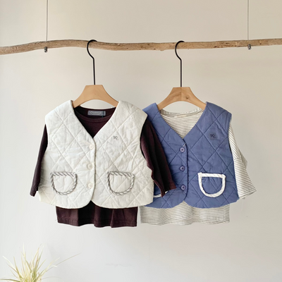 【hamomisi】Double sided quited vest(90~110)