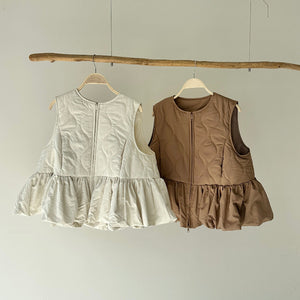 【ハモミシノオトナフク】Quilted Peplum Vest