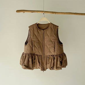 【ハモミシノオトナフク】Quilted Peplum Vest