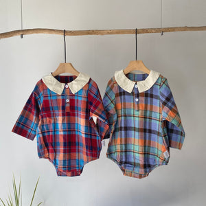 【hamomisi】Check rompers(80.90cm)