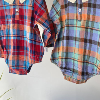 【hamomisi】Check rompers(80.90cm)