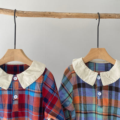 【hamomisi】Check rompers(80.90cm)