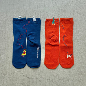 【ハモミシノオトナフク】Peekaboo Embroidery Short Socks