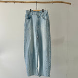 【ハモミシノオトナフク】Denim studded asymmetrical curved pants