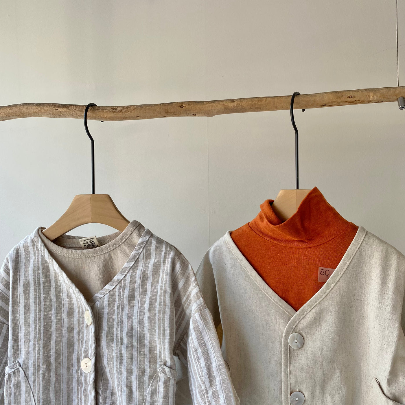 【hamomisi】Striped linen cardigan(80~120)