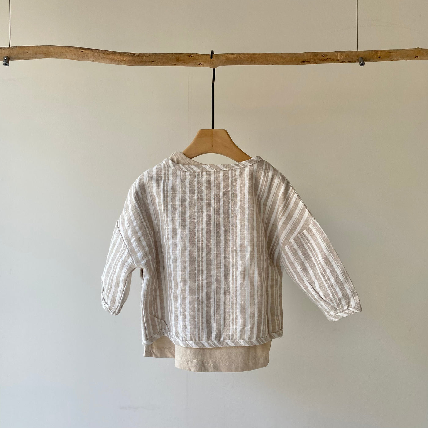 【hamomisi】Striped linen cardigan(80~120)