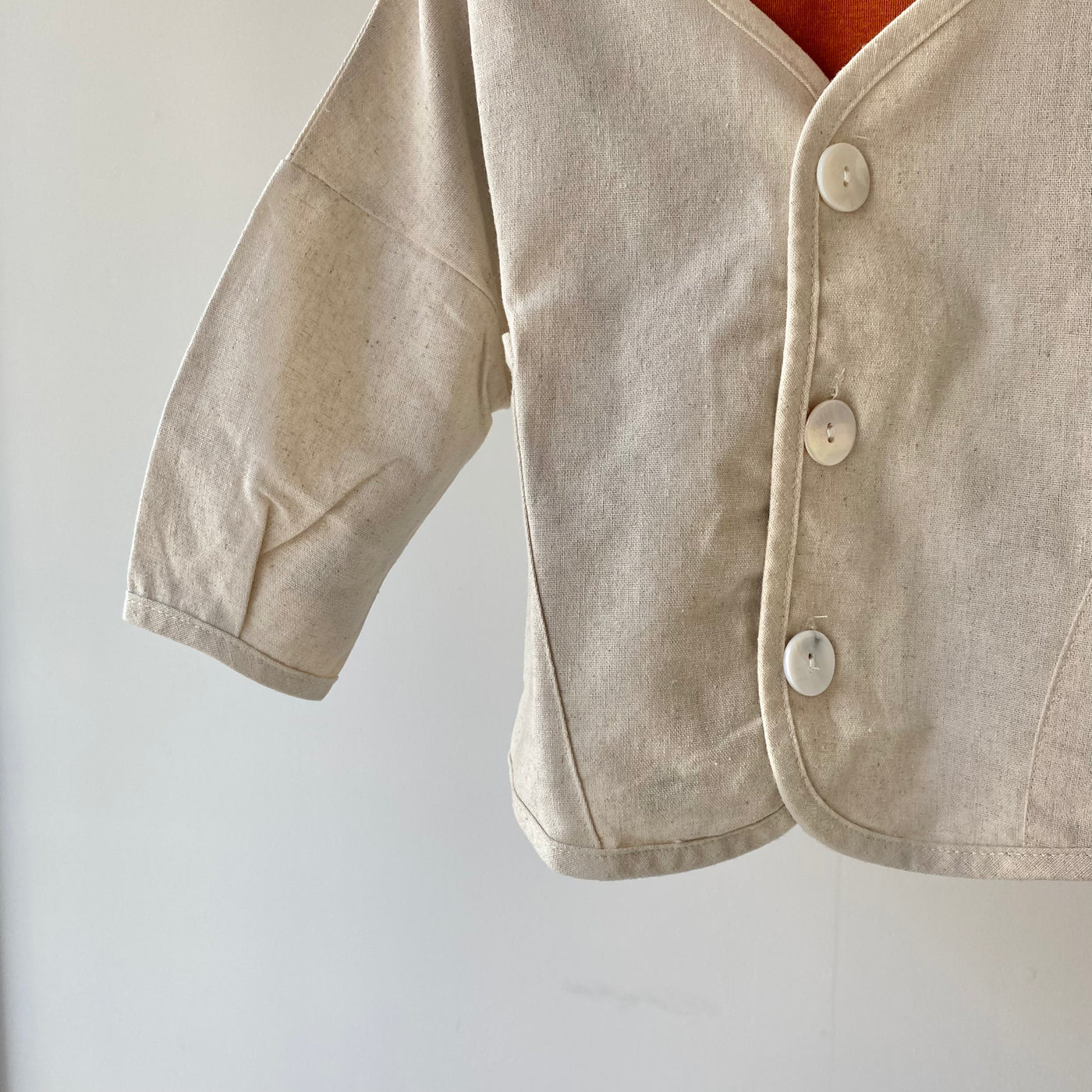 【hamomisi】Striped linen cardigan(80~120)