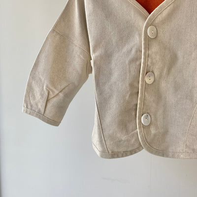 【hamomisi】Striped linen cardigan(80~120)