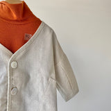 【hamomisi】Striped linen cardigan(80~120)