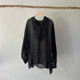 【ハモミシノオトナフク】Sheer Washed Hooded Shirt