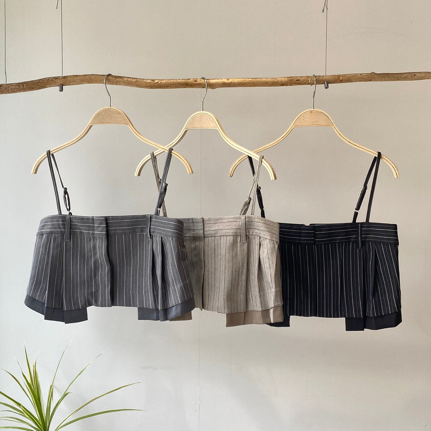 【ハモミシノオトナフク】Herrinbone stripe cami Tops