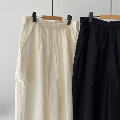 【ハモミシノオトナフク】Sheer jacquard pleated pants