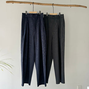 [Hamomishi Adult Clothes] Pinstripe Tuck Wide Pants