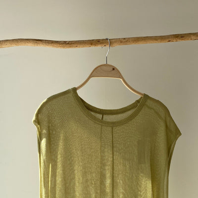 【ハモミシノオトナフク】Sheer knit north slit one piece