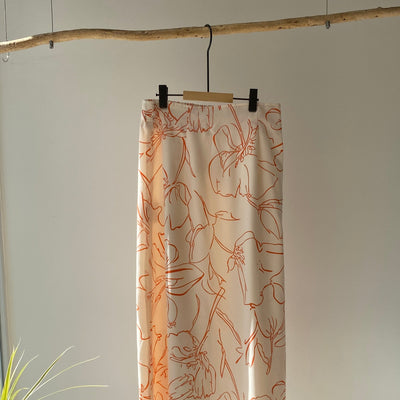 【ハモミシノオトナフク】Flower semiflare long skirt