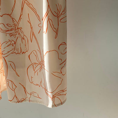 【ハモミシノオトナフク】Flower semiflare long skirt