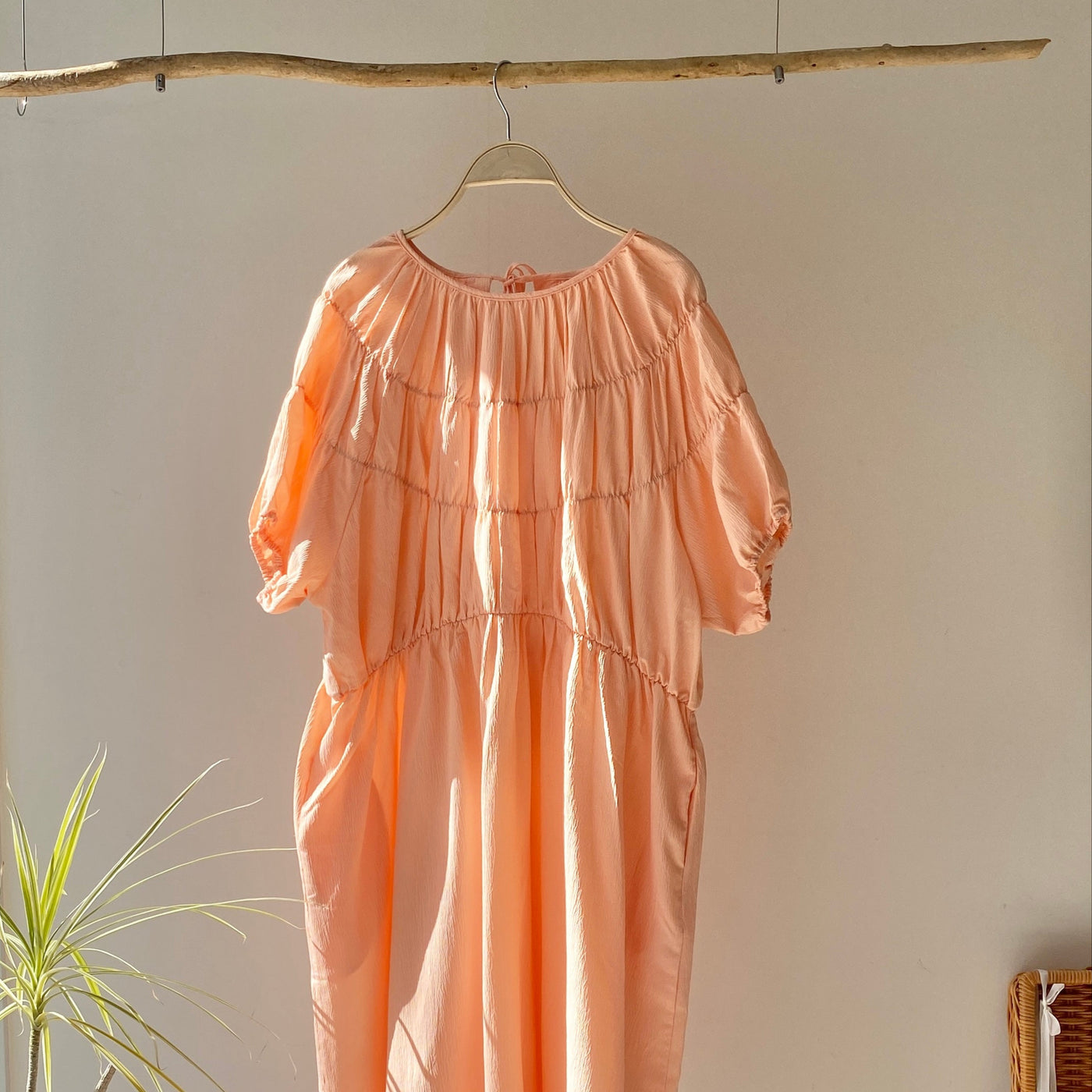 【ハモミシノオトナフク】Tiered shirring ribbon OP