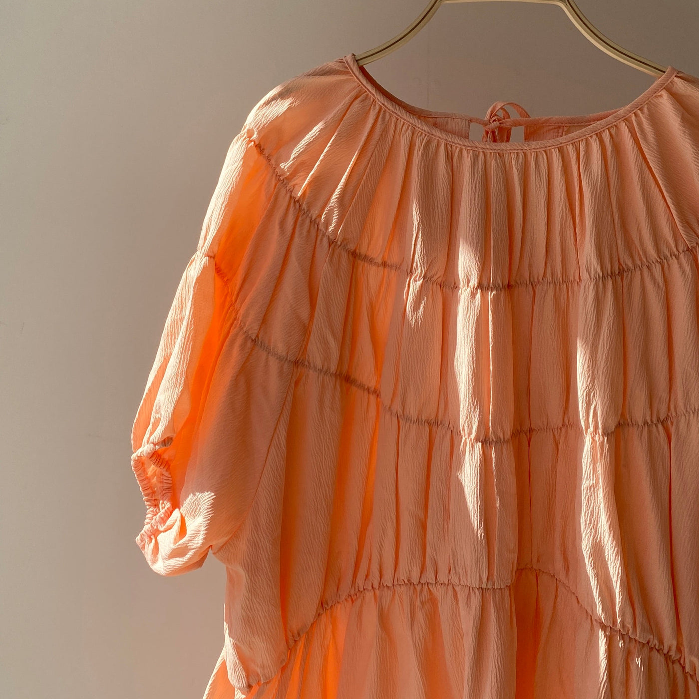 【ハモミシノオトナフク】Tiered shirring ribbon OP