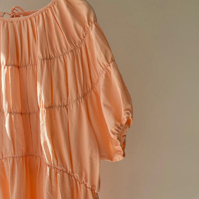 【ハモミシノオトナフク】Tiered shirring ribbon OP