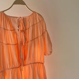 【ハモミシノオトナフク】Tiered shirring ribbon OP