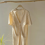 【ハモミシノオトナフク】Gingham check front tack OP