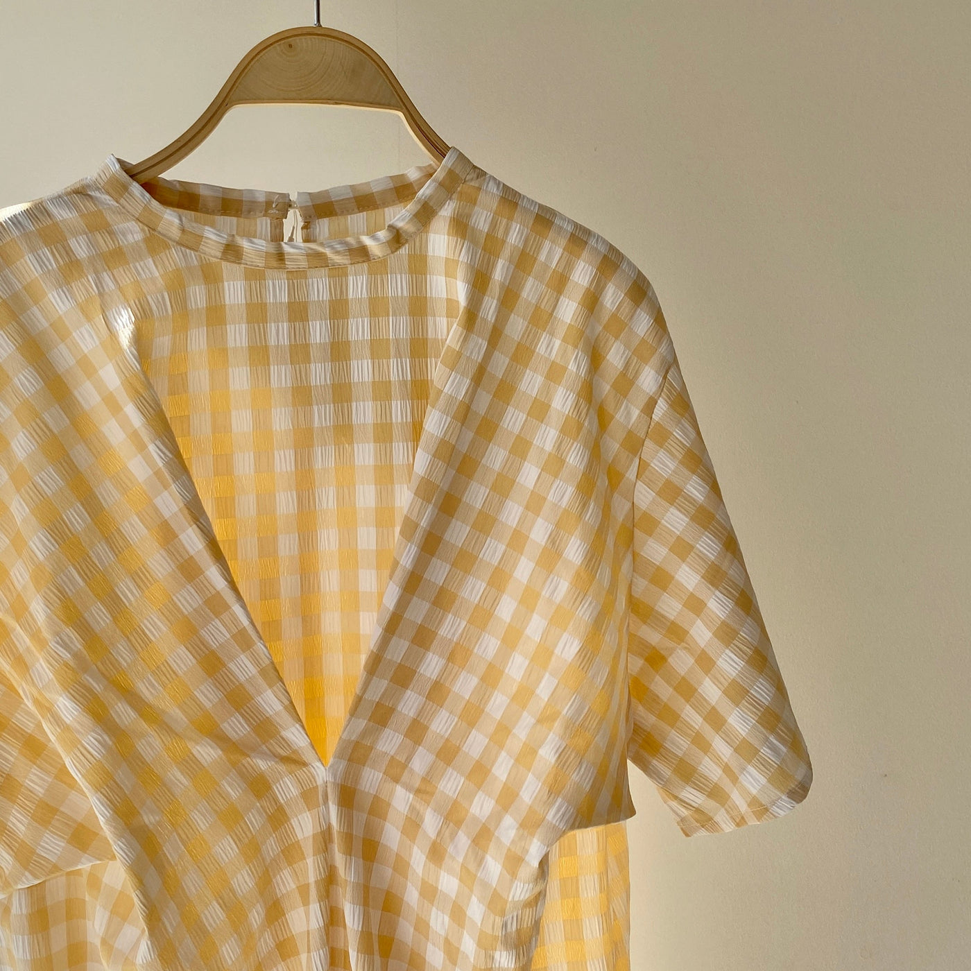 【ハモミシノオトナフク】Gingham check front tack OP