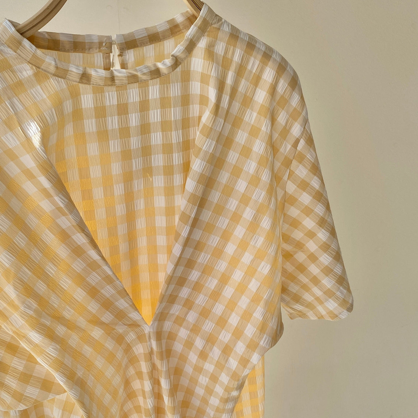 【ハモミシノオトナフク】Gingham check front tack OP