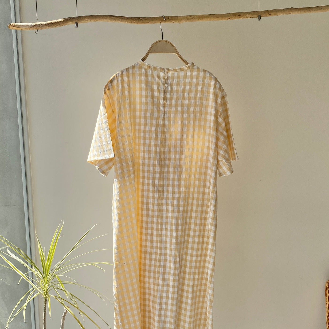 【ハモミシノオトナフク】Gingham check front tack OP