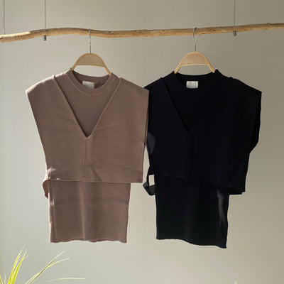 【ハモミシノオトナフク】Milan rib layered knit