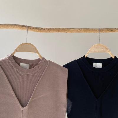 【ハモミシノオトナフク】Milan rib layered knit