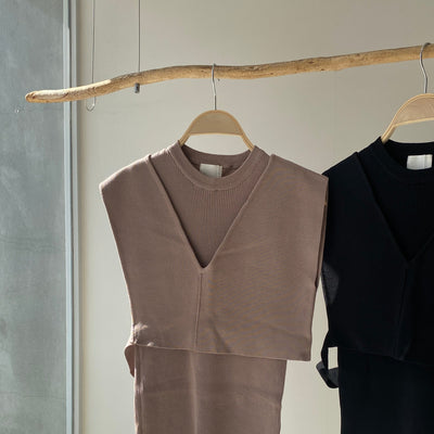 【ハモミシノオトナフク】Milan rib layered knit