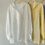 【ハモミシノオトナフク】Sheer Washed Hooded Shirt