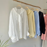 【ハモミシノオトナフク】Sheer Washed Hooded Shirt