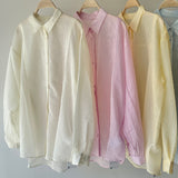 【ハモミシノオトナフク】Sheer striped oversized shirt